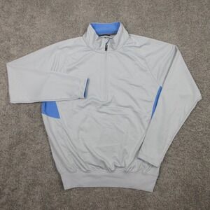 Zero Restriction Sweater Mens Medium Gray Blue Tour Series 1/4 Zip Lightweight